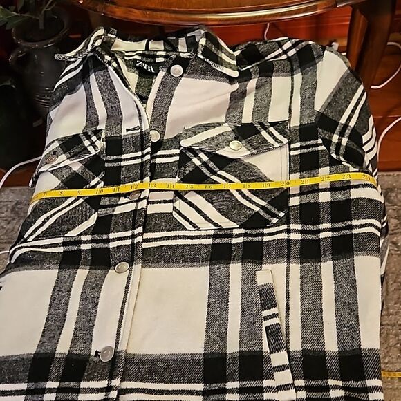 Zara black & white plaid oversized jacket size Small - Picture 13 of 14